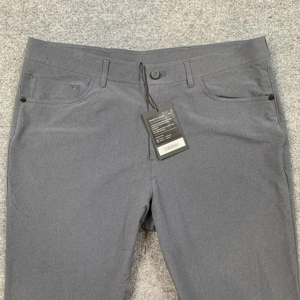 Public Rec Pants Men 36 Slate Workday Straight Heather Pockets Stretch Comfort